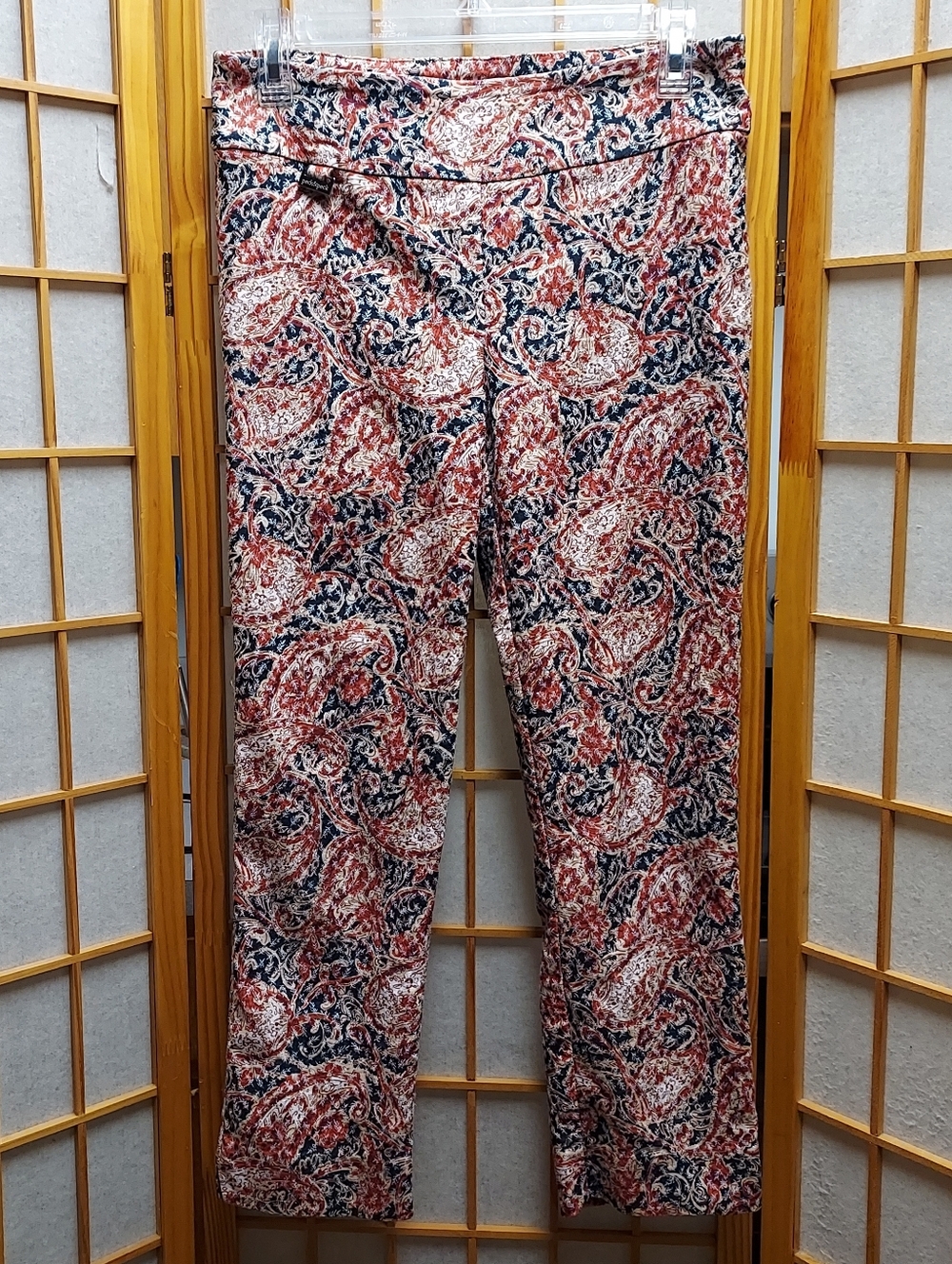 🍂 Peck & Peck Paisley Boho Stretch Comfy Crop Pants Womens 6 M or Juniors 7